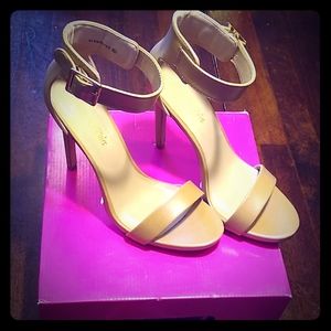 Beige 4" strappy heels